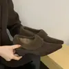 Mocasines de tacón alto con punta para mujer, para otoño e invierno, con forro de felpa, diseño retro de bosque y tacón oculto
