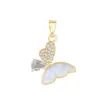 Cobre Oro Real Concha Blanca Mariposa Dorada Soñadora Moda Transfronteriza DIY Joyería Cobre Circonita Microincrustación Colgante