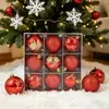 Bolas de Natal Transfronteiriças, Conjunto de 9 Peças, Bolas Decorativas de Plástico Galvanizado, Acabamento Espelhado e Acabamento Fosco, Enfeites para Árvore de Natal, Conjunto Embalado, Atacado