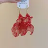 Pin de Oreja de Carpa Roja Hueca Estilo Chino para Mujer Pendientes Largos de Moda y Elegantes Accesorios de Pendientes de Alta Gama