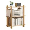 Escritorio de oficina para estudiantes en casa, estantería de almacenamiento multicapa simple, estante pequeño de madera maciza, estantería minimalista para escritorio