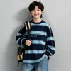 Nueva colección de otoño: Camiseta de manga larga para niños, top a rayas infantil, camiseta casual elegante y versátil