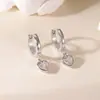 Aretes de Acero de Titanio Brillantes en Forma de Corazón para Mujer, Completamente Incrustados con Nuevo Circonita en Forma de Corazón, Estilo Coreano, Simples, Exquisitos, Aretes de Moda, Aretes Elegantes