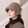 Nuevo sombrero de lana retro de tweed estilo francés para mujer, moderno sombrero de pescador de lana para otoño e invierno, sombrero tipo cubo elegante y que adelgaza el rostro