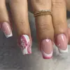 Polvo de Oro Explosivo Corazón de Mariposa Manicura Mediana Cuadrado Europeo Uñas Postizas Usables Uñas Terminadas para Mujeres