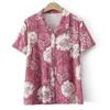 Camisa de manga curta de verão da avó Mulheres de meia-idade e idosas 60 anos 70 anos Top da mãe Camisa de verão da senhora idosa