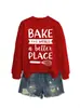 BAKE THE WORLD Loja Independente da Lista de Desejos da Amazon Moletom Feminino Outono Inverno Versátil e Moderno com Gola Redonda e Manga Longa