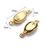 Broche de Lingote de Cobre Chapado en Oro de 18K, Broche de Perla, Broche de Cierre Oval con Inserto, Accesorios para Joyería DIY, Broche Conector para Collar y Pulsera