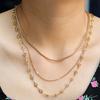 Collar Europeo y Americano de Nueva Moda Simple Estilo I Acero de Titanio Chapado en Oro de 18K Corazón en Forma de Corazón Empalme de Tres Capas Cadena para Clavícula para Mujer