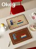 Mantel de Cuero para Fiesta de Té de la Tarde, Estilo Coreano, Versátil, Impermeable, Resistente al Aceite, Limpiable con Paño, Lavable, Esterilla Aislante del Calor, Alfombrilla de Ratón de PVC, Base para Tazón