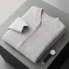 Cárdigan de Lana para Hombre Cuello Alto Cremallera Suéter de Punto Color Sólido Casual Engrosado Otoño Invierno Nuevo Abrigo de Lana Hombre