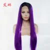 Peluca popular europea y americana para mujer, set de cabello largo lacio degradado, fibra química, encaje frontal, mitad tejida a mano, fabricantes de conjuntos para la cabeza, venta al por mayor