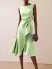 Moda Femenina Europea y Americana 2026 Sitio Independiente de Amazon Vestido Rojo Elegante sin Mangas Cuello Redondo