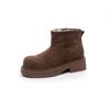 Botas Cortas Impermeables Antideslizantes de Suela Gruesa para Mujer para Invierno, Hechas de Cuero Vacuno y Piel, Zapatos Cálidos de Algodón Felpa con Aumento de Altura de Plataforma