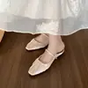Meias Pantufas Fechadas de Cetim Estilo Coreano para Mulheres, Mules Fechadas da Moda de Verão, Pantufas Frescas Estilo Fada