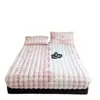 Colcha de piel de conejo engrosada, pieza única, cálida para invierno, forrada de forro polar, para camas individuales o dobles, protector de colchón de cobertura completa, juego de tres piezas