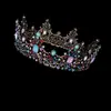 Coroa nupcial europeia e americana, acessórios para vestido de princesa, cocar, acessórios infantis, acessórios de cabelo, strass colorido, coroa redonda preta