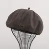 Boina grossa de lã para outono e inverno com bom caimento que faz o rosto parecer menor, chapéu de abóbora para meninas, chapéu artístico retro japonês de pintor