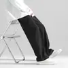 Pantalones Estilo Hong Kong para Hombre Estudiante Cortos Rectos Estilo Coreano Holgados de Pierna Ancha Pantalones de Traje Casual para Jóvenes Hombre