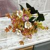 Flor Artificial Milão Buquê Pequeno Planta Verde Artificial Multi-cabeça Decoração de Casa Arranjo de Flores Conjunto para Janela Flor Artificial de Plástico Flor de Seda