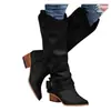 Botas Martin para Mujer Botas de Caballero de Caña Media Botas de Tacón Grueso Otoño Invierno Retro Desgastadas Botas Largas de Tacón Medio 40-43 Zapatos para Mujer