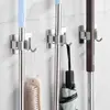 Gancho para Mopa Pinza para Mopa Colgador Montaje en Pared sin Taladro Baño Artefacto de Almacenamiento Fuerte Tarjeta Mopa Portador de Carga Escoba