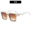 Gafas de Sol Decorativas Cuadradas de Serpiente de Marco Grande Europeas y Americanas Personalizadas Moda de Celebridad de Internet Protección Solar al Aire Libre Vacaciones Gafas de Sol Transfronterizas