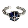Anillo de Plata 925 Abierto con Cruz de Circonita sin Color ZHIYUN, Joyería Personalizada de Lujo Ligero, Sentido de Alta Gama, para Mujer