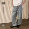 Ouswe Modernos Jeans Azules Lavados y Desgastados Estilo Retro Americano para Hombre Pantalones de Mezclilla Pierna Ancha Primavera Rk251