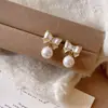 Nuevos Pendientes Dulces de Lazo y Perla para Primavera y Verano para Mujer, Pendientes de Diseño Nicho, Pendientes de Imitación de Nácar de Lujo Ligero al por Mayor