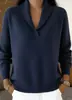 Moda E-commerce Transfronteiriço Gola Lapela Manga Longa Outono Inverno Novo Cor Sólida Pulôver Top Solto