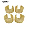 Wt-Jf356 Pulsera Brazalete Grande Abierta con Forma de Alambre Dorado Texturizado Personalizado de Latón Joyería Vintage para Niñas