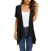 2023 Ropa Europea y Americana Transfronteriza Estación Independiente de Amazon Nuevo Cardigan de Color Puro de Manga Corta Chaqueta de Pantalones con Bolsillo de Solapa Top Largo