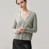 Nova coleção outono e inverno: cardigã de cashmere com decote V e lantejoulas, suéter de tricô casual feminino, casaco suéter curto e de corte solto