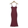 G015 Otoño Nuevo Estilo Europeo y Americano Spice Girls Pura Sexy Sexy Ajustado Tirantes Cadera Cola de Pescado Vestido Vestido Largo
