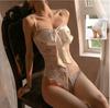 Lingerie sexy não provocante sexy laço peito pequeno apertado coquete paixão abrir arquivo tentação macacão mulheres tamanho grande