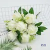 7 Rosas com Borda Queimada, Rosas de Seda, Flores para Vaso na Sala de Estar, Arranjo de Fundo para Decoração de Salão de Casamento