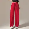 Pantalones de chándal grises ajustados para mujer, nuevo estilo primavera y otoño 2026, pantalones de pierna ancha holgados y adelgazantes, pantalones deportivos casuales estilo banana americano
