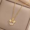 Colar de diamante de mickey mouse bonito dos desenhos animados personalizado pingente de zircão de nicho feminino cadeia de clavícula elegante jóias
