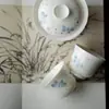Taza de Té Mariposa Pintada a Mano con Color Bajo Esmalte Mi Yan Porcelana Blanca Taza de Té de Pared Delgada Taza Individual Sencilla Moderna Juego de Té Kung Fu para Beber Té