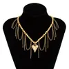 Joyería Transfronteriza Europea y Americana, Collar con Colgante de Corazón Estilo Chica Dulce, Cadena para Clavícula Elegante con Cadena de Borla de Perlas Artificiales