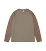 Camiseta de Manga Raglan Color Block Pesada Marca Tendência Europeia e Americana Manga Longa para Homens, Cor Sólida, Caimento Solto, Estilo Casual de Casal, Top Versátil