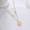 Versión coreana de moda dulce anillo hueco simple colgante combinación estrella luna collar de acero inoxidable para mujer outlet de fábrica