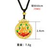 Collar de disco de oro antiguo de Vietnam patrón hueco gota de color de aceite colgante con patrón auspicioso joyería de estilo nacional