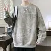 Suéter de cuello redondo para hombre 2025 Primavera Suelto Marca de Moda Camiseta de manga larga Sentido del diseño Top casual talla extra Suéter