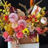 Cesta de almacenamiento tejida de bambú, hecha a mano, para mujeres; arreglo floral y canasta de frutas estilo vintage; Regalo del Festival de Mediados de Otoño