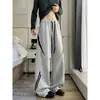 Pantalones deportivos de algodón pesados de 400 g para hombre, estilo americano, dos franjas, bloques de color, pierna recta holgada, casual, largos, para primavera y otoño