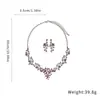 Conjunto de Brincos e Colar Florais Europeus e Americanos Transfronteiriços Cravejados com Diamantes, Corrente de Clavícula de Luxo Leve de Alta Qualidade, Conjunto de Joias da Moda Estilo Nicho