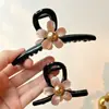 Pinza de garra de flor rosa, simple y versátil, pinza de tiburón grande para la parte posterior de la cabeza de las mujeres, accesorio para peinar el cabello