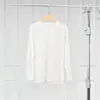 Dragón Marino Warren LST019 26 Otoño Versátil Top Básico con Hombros Rectos, Camiseta de Algodón de Cuello Redondo de Manga Larga para Mujer
